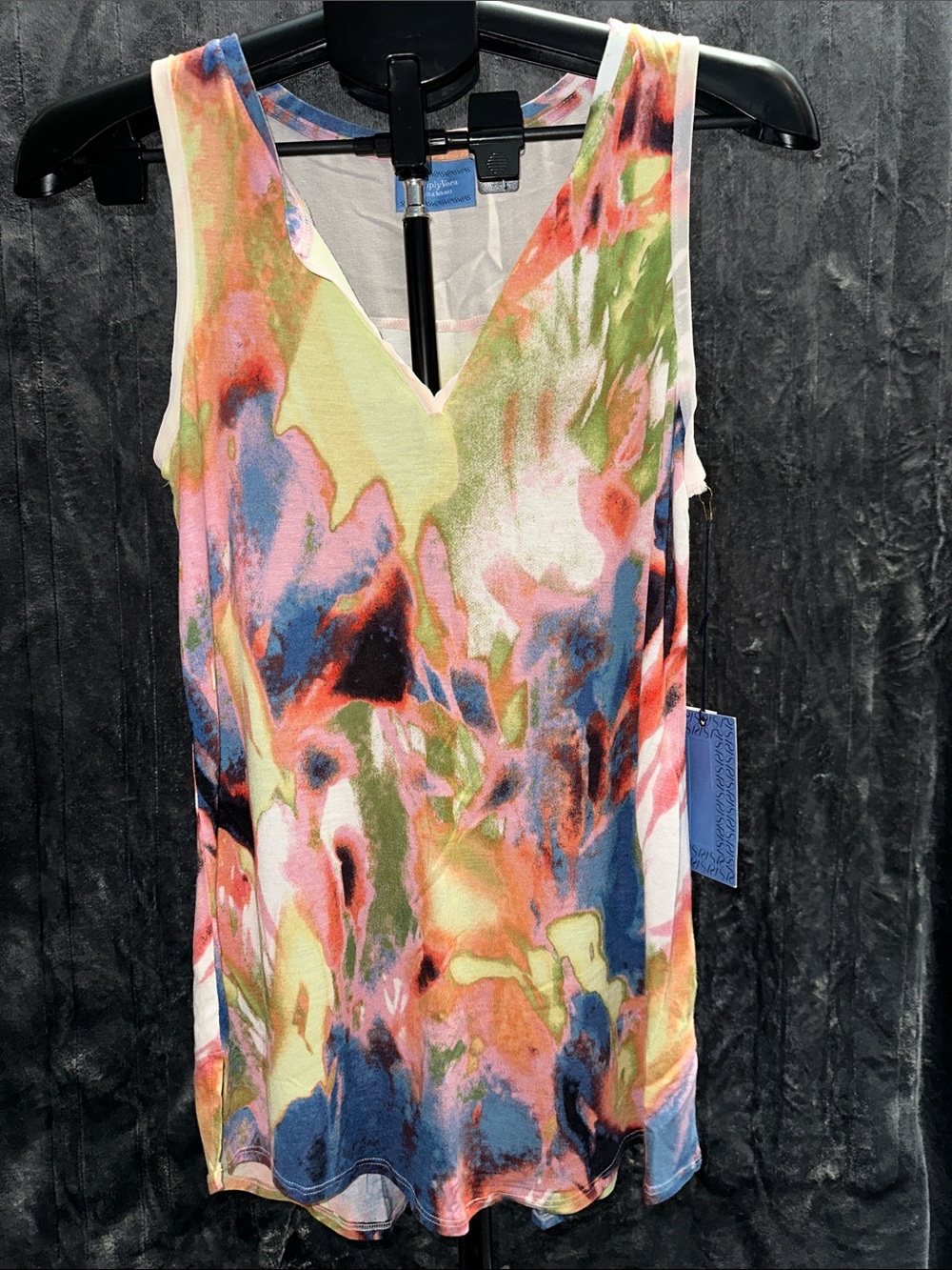 Simply Vera Vera Wang Multicolor Watercolor V-Neck Tank - Pink, Blue, Green